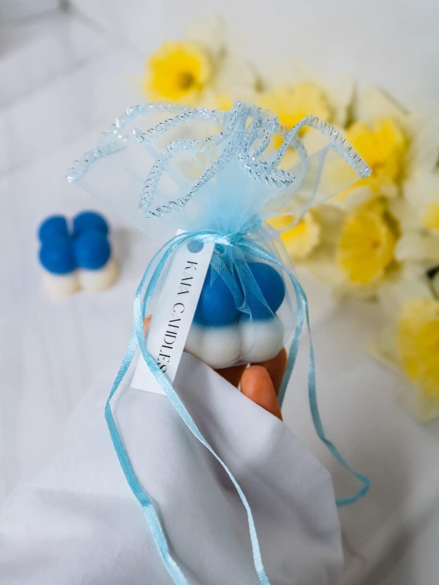 Marturii Botez lumanare Bubble - saculet & eticheta